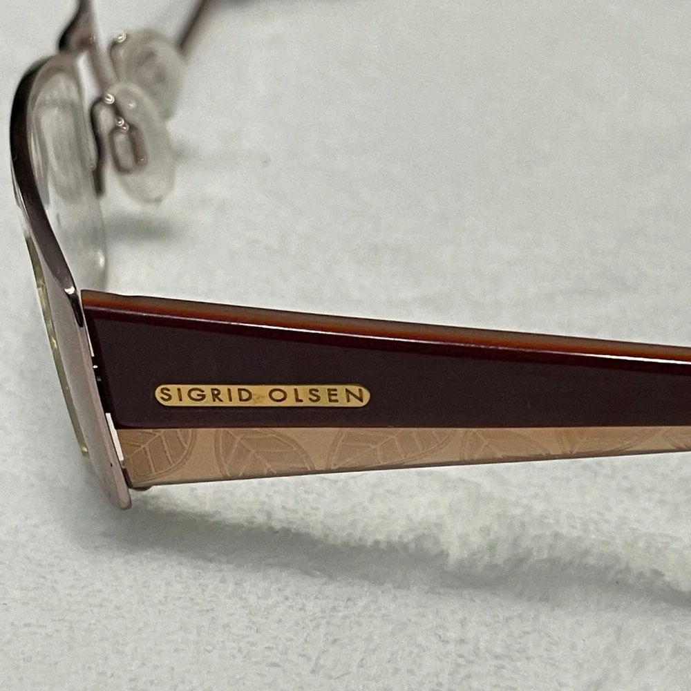 Sigrid Olsen SO 103 Blush Rose Eyeglasses Metal Frame Women Rectangle 135 Bridge